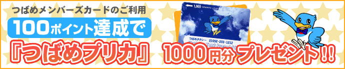 メンバーズ&レディースカードのご利用 100ポイント達成で『つばめプリカ』プレゼント